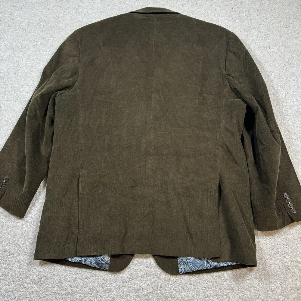 Alan Flusser Corduroy Blazer Men's 2XL Green Sport Coat Paisley Lined Cotton‎